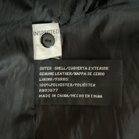 Worthington 100% Genuine Lambskin Leather Collared Black V-Neck Jacket - Picture 4 of 8